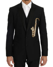 Load image into Gallery viewer, Dolce &amp; Gabbana Elegant Black Three-Piece Suit with Saxophone Embroidery
