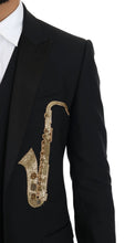 Load image into Gallery viewer, Dolce &amp; Gabbana Elegant Black Three-Piece Suit with Saxophone Embroidery
