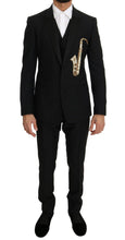 Load image into Gallery viewer, Dolce &amp; Gabbana Elegant Black Three-Piece Suit with Saxophone Embroidery
