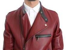 Load image into Gallery viewer, Dolce &amp; Gabbana Radiant Red Leather Biker Motorcycle Jacket
