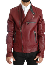 Load image into Gallery viewer, Dolce &amp; Gabbana Radiant Red Leather Biker Motorcycle Jacket
