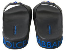 Load image into Gallery viewer, Dolce &amp; Gabbana Black Slides Sandals Beach Saint Barth Shoes
