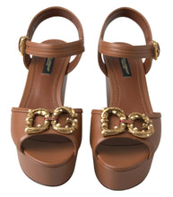 Load image into Gallery viewer, Dolce &amp; Gabbana Chic Brown Leather Ankle Strap Wedges
