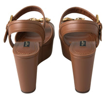 Load image into Gallery viewer, Dolce &amp; Gabbana Chic Brown Leather Ankle Strap Wedges
