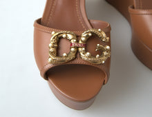 Load image into Gallery viewer, Dolce &amp; Gabbana Chic Brown Leather Ankle Strap Wedges
