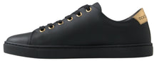 Load image into Gallery viewer, Dolce &amp; Gabbana Black Gold Leather Classic Sneakers Shoes
