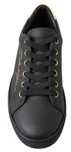 Load image into Gallery viewer, Dolce &amp; Gabbana Black Gold Leather Classic Sneakers Shoes
