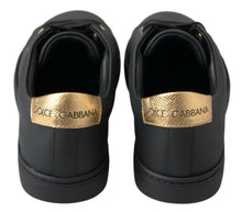 Load image into Gallery viewer, Dolce &amp; Gabbana Black Gold Leather Classic Sneakers Shoes
