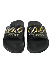 Load image into Gallery viewer, Dolce &amp; Gabbana Black Luxury Hotel Beachwear Sandals Shoes
