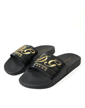 Load image into Gallery viewer, Dolce &amp; Gabbana Black Luxury Hotel Beachwear Sandals Shoes
