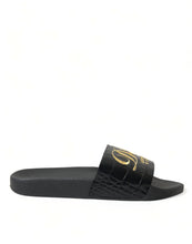 Load image into Gallery viewer, Dolce &amp; Gabbana Black Luxury Hotel Beachwear Sandals Shoes
