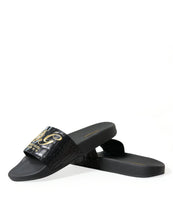 Load image into Gallery viewer, Dolce &amp; Gabbana Black Luxury Hotel Beachwear Sandals Shoes
