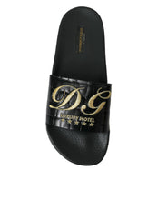 Load image into Gallery viewer, Dolce &amp; Gabbana Black Luxury Hotel Beachwear Sandals Shoes
