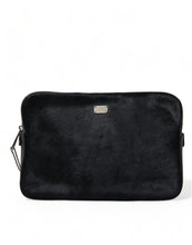 Load image into Gallery viewer, Dolce &amp; Gabbana Black Calfskin Leather Bee Embellished Clutch Bag
