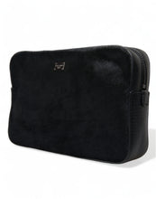 Load image into Gallery viewer, Dolce &amp; Gabbana Black Calfskin Leather Bee Embellished Clutch Bag
