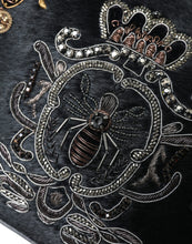 Load image into Gallery viewer, Dolce &amp; Gabbana Black Calfskin Leather Bee Embellished Clutch Bag
