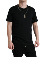 Load image into Gallery viewer, Dolce &amp; Gabbana Black Cotton Dog Tag Round Neck T-shirt
