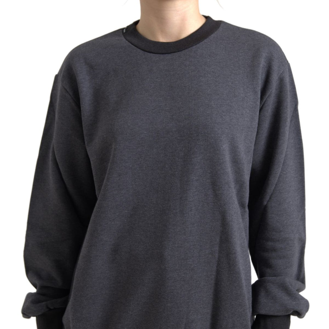 Dolce & Gabbana Dark Gray Cotton Crew Neck Pullover Sweater