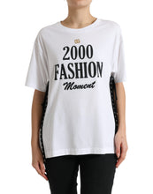 Load image into Gallery viewer, Dolce &amp; Gabbana White Slogan Print Lacing Detailed T-shirt
