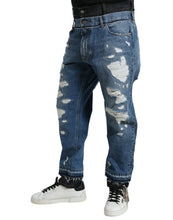 Load image into Gallery viewer, Dolce &amp; Gabbana Blue Tattered Cotton Men Denim Jeans
