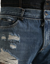 Load image into Gallery viewer, Dolce &amp; Gabbana Blue Tattered Cotton Men Denim Jeans
