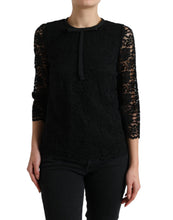 Load image into Gallery viewer, Dolce &amp; Gabbana Black STAFF Blouse Floral Lace Nylon Top

