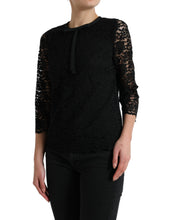 Load image into Gallery viewer, Dolce &amp; Gabbana Black STAFF Blouse Floral Lace Nylon Top
