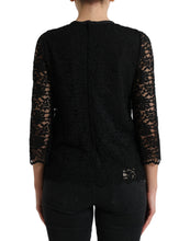 Load image into Gallery viewer, Dolce &amp; Gabbana Black STAFF Blouse Floral Lace Nylon Top
