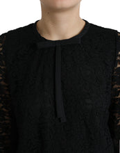 Load image into Gallery viewer, Dolce &amp; Gabbana Black STAFF Blouse Floral Lace Nylon Top
