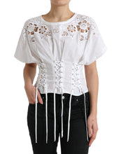 Load image into Gallery viewer, Dolce &amp; Gabbana White Cotton Floral Cut Out Blouse Top
