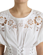 Load image into Gallery viewer, Dolce &amp; Gabbana White Cotton Floral Cut Out Blouse Top
