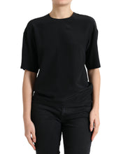 Load image into Gallery viewer, Dolce &amp; Gabbana Black Silk Round Neck Short Sleeve Blouse Top
