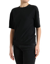 Load image into Gallery viewer, Dolce &amp; Gabbana Black Silk Round Neck Short Sleeve Blouse Top
