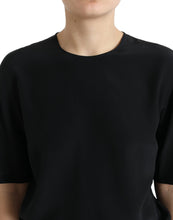 Load image into Gallery viewer, Dolce &amp; Gabbana Black Silk Round Neck Short Sleeve Blouse Top
