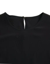 Load image into Gallery viewer, Dolce &amp; Gabbana Black Silk Round Neck Short Sleeve Blouse Top
