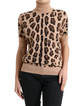 Load image into Gallery viewer, Dolce &amp; Gabbana Beige Leopard Print Wool Turtleneck Top
