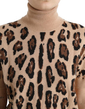 Load image into Gallery viewer, Dolce &amp; Gabbana Beige Leopard Print Wool Turtleneck Top
