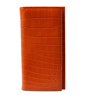 Load image into Gallery viewer, Dolce &amp; Gabbana Orange Crocodile Leather Long Bifold Card Holder Wallet
