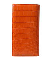 Load image into Gallery viewer, Dolce &amp; Gabbana Orange Crocodile Leather Long Bifold Card Holder Wallet
