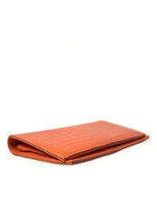 Load image into Gallery viewer, Dolce &amp; Gabbana Orange Crocodile Leather Long Bifold Card Holder Wallet
