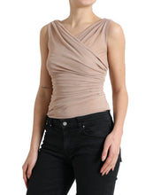 Load image into Gallery viewer, Dolce &amp; Gabbana Beige Viscose V-neck Sleeveless Tank Top
