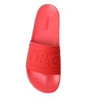 Load image into Gallery viewer, Dolce &amp; Gabbana Red Rubber Summer Beach Slides Sandals
