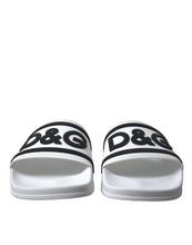 Load image into Gallery viewer, Dolce &amp; Gabbana Chic White Designer Slides with Logo Detail
