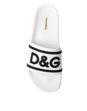 Load image into Gallery viewer, Dolce &amp; Gabbana Chic White Designer Slides with Logo Detail
