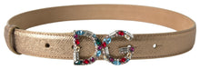 Load image into Gallery viewer, Dolce &amp; Gabbana Crystal-Embellished Gold Leather Belt
