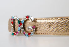 Load image into Gallery viewer, Dolce &amp; Gabbana Crystal-Embellished Gold Leather Belt
