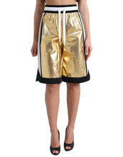 Load image into Gallery viewer, Dolce &amp; Gabbana Gold Polyester Perforated High Waist Shorts
