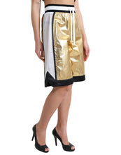 Load image into Gallery viewer, Dolce &amp; Gabbana Gold Polyester Perforated High Waist Shorts
