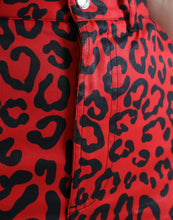 Load image into Gallery viewer, Dolce &amp; Gabbana Red Leopard Print Cotton High Waist Mini Skirt
