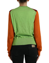 Load image into Gallery viewer, Dolce &amp; Gabbana Multicolor Cardigan Color Block Silk Crewneck Sweater
